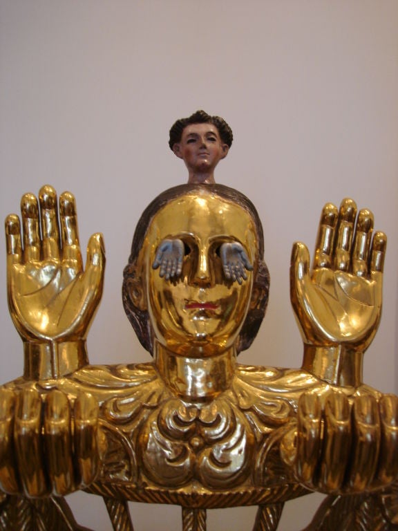 Pedro Friedeberg "Venus of Galveston" Tall Gilt Sculpture Signed