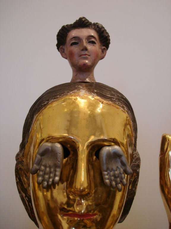 Pedro Friedeberg "Venus of Galveston" Tall Gilt Sculpture Signed