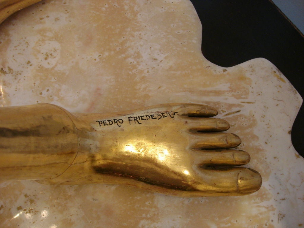 Pedro Friedeberg "Venus of Galveston" Tall Gilt Sculpture Signed