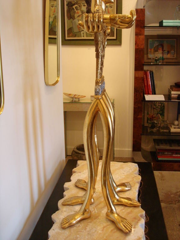 Pedro Friedeberg "Venus of Galveston" Tall Gilt Sculpture Signed