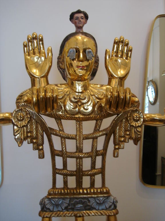 Pedro Friedeberg "Venus of Galveston" Tall Gilt Sculpture Signed