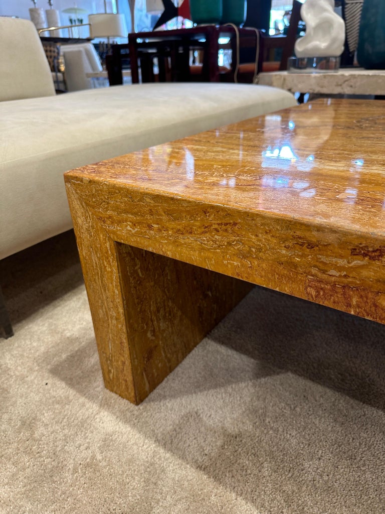 Rare Giallo Siena Marble Waterfall Style Coffee Table