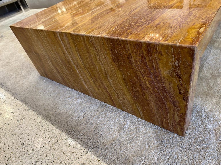 Rare Giallo Siena Marble Waterfall Style Coffee Table