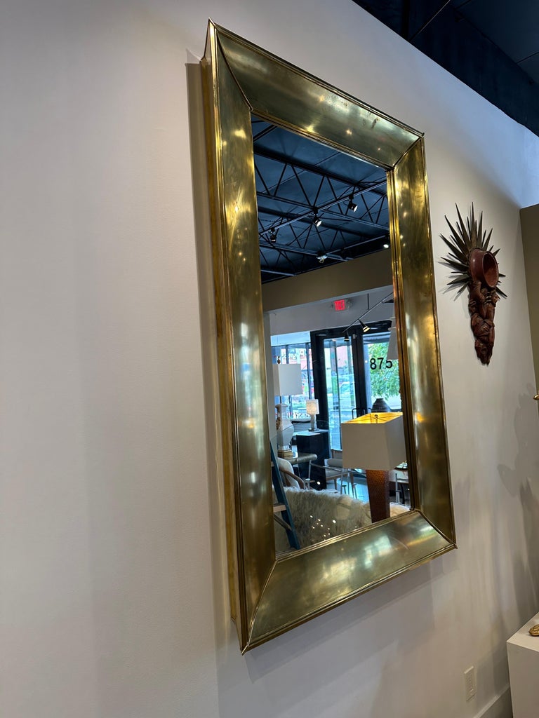 Grand Vintage Italian Brass Framed Mirror
