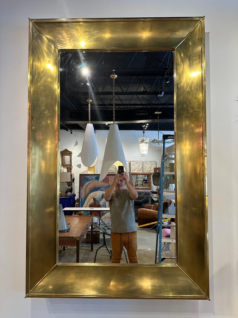 Grand Vintage Italian Brass Framed Mirror
