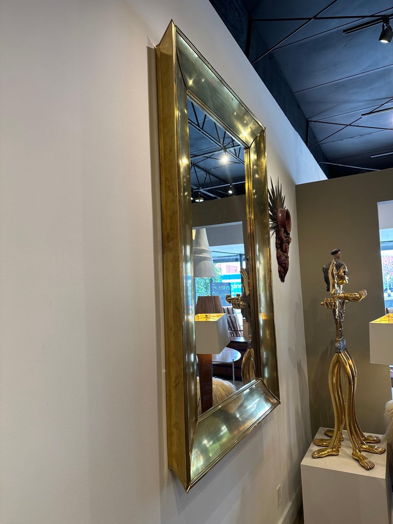 Grand Vintage Italian Brass Framed Mirror