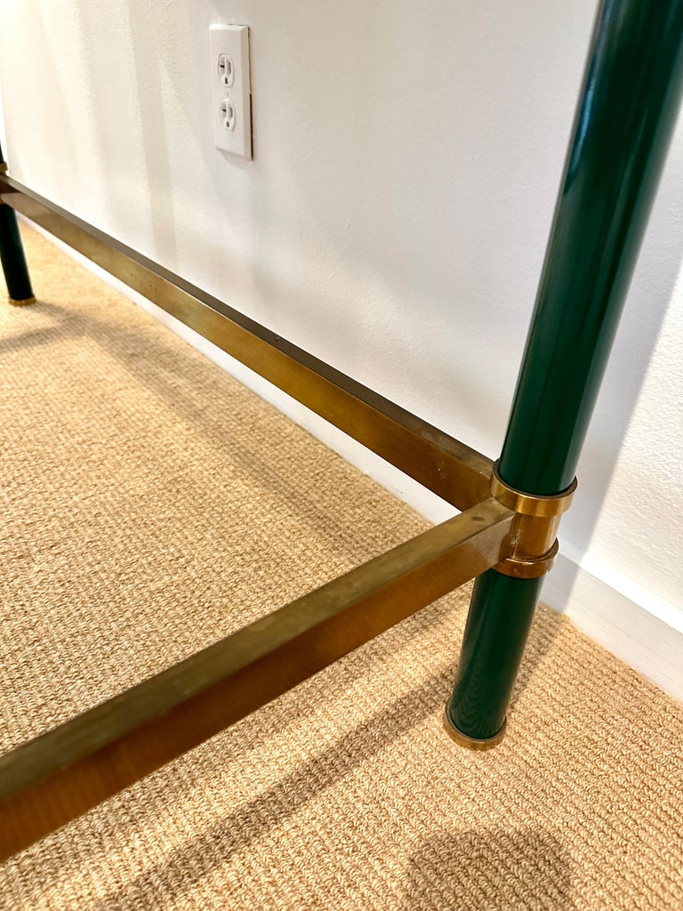 Italian Burl Wood & Brass Desk in Green Malachite Stain