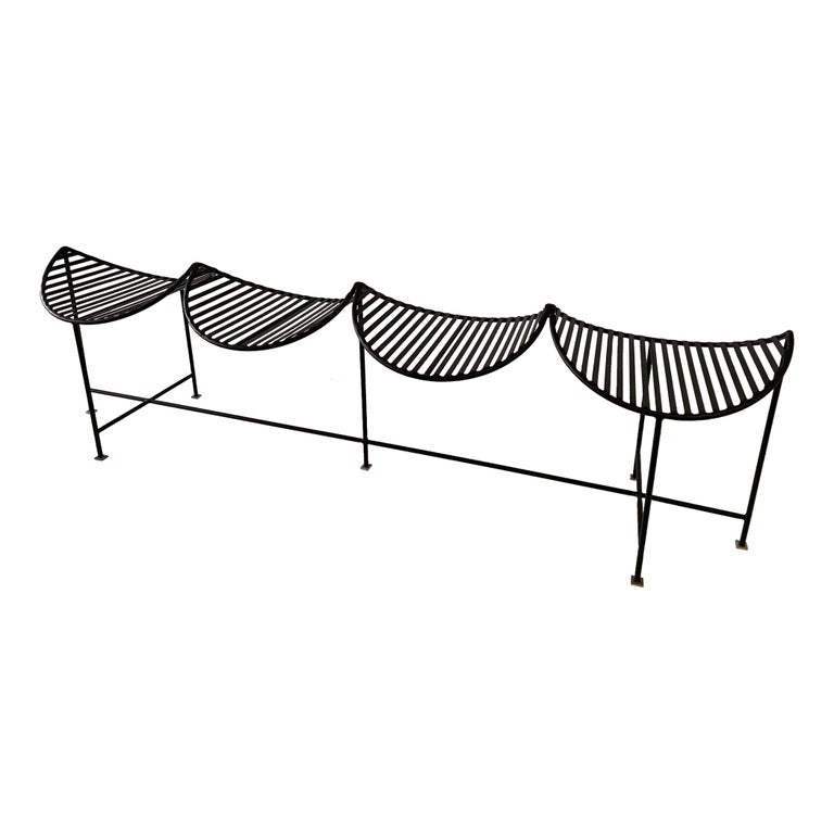 Iron Four-Seat Powder-coated Bench
