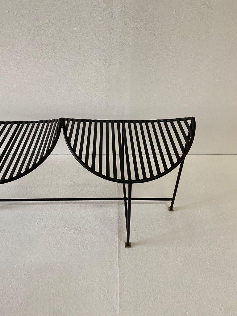 Iron Four-Seat Powder-coated Bench