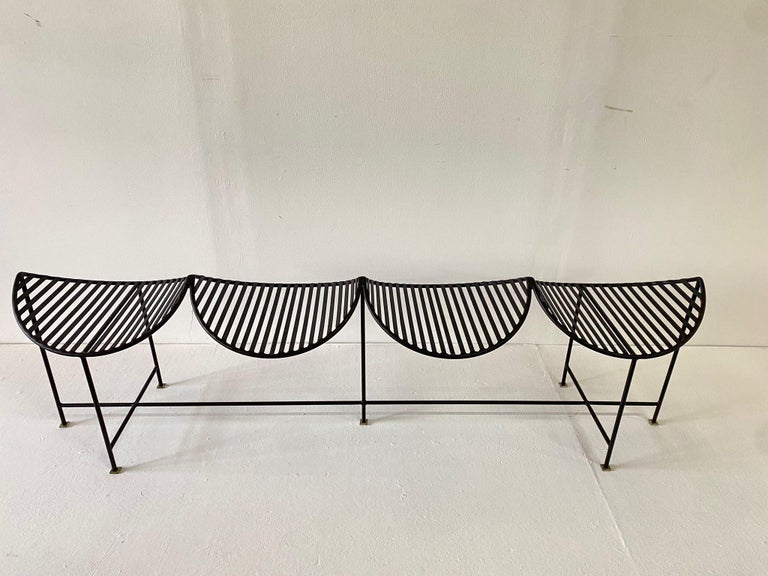 Iron Four-Seat Powder-coated Bench