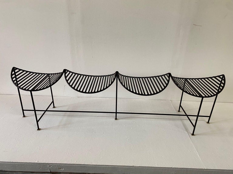 Iron Four-Seat Powder-coated Bench