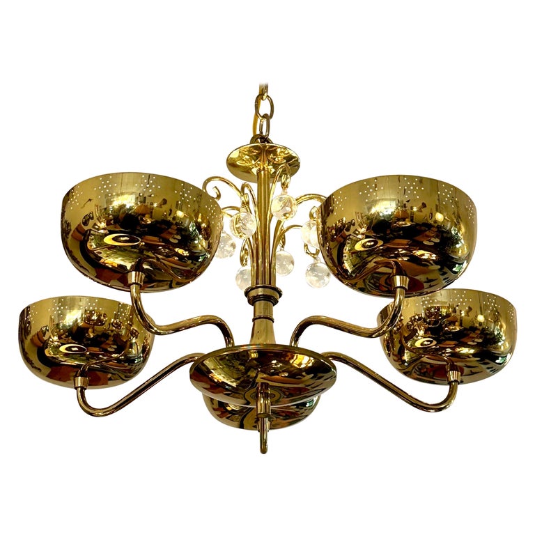 Vintage Lightolier 5-Light Perforated Brass Chandelier - Gustavo