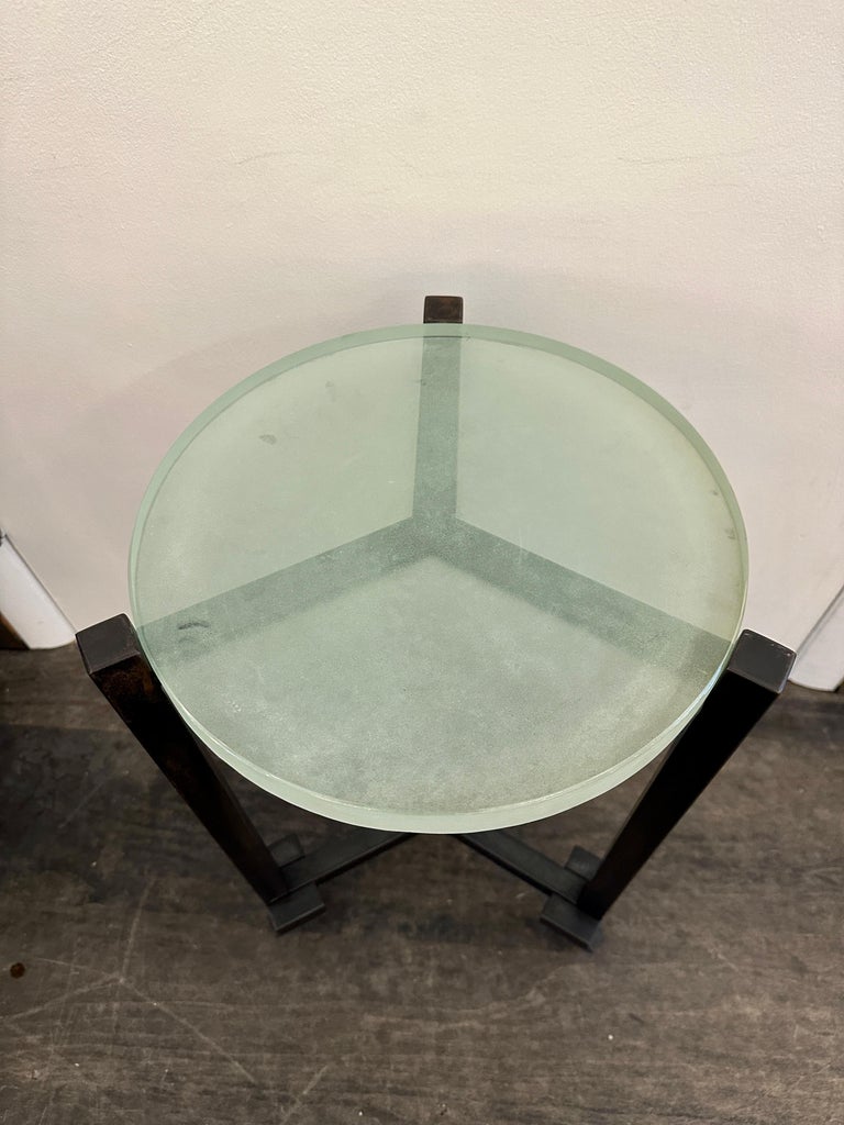 Industrial Studio Occasional Table w/19th C. Glass, 4 available