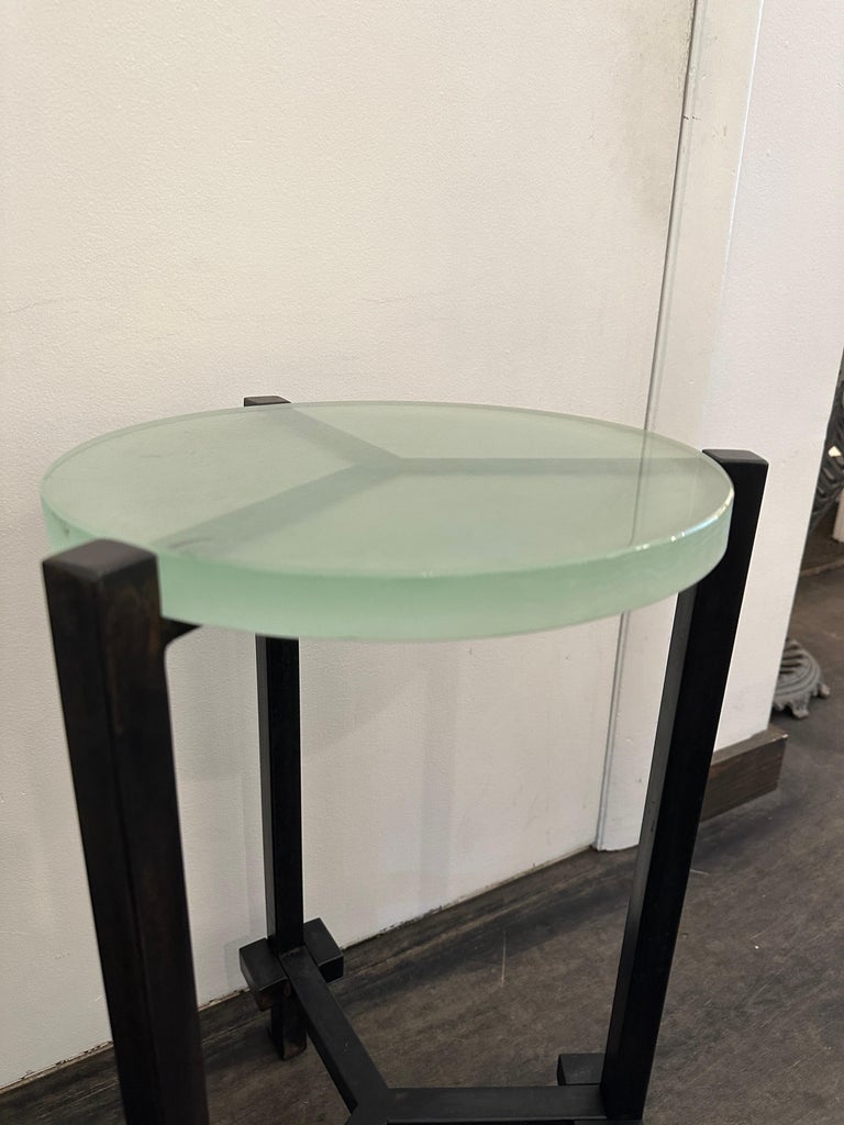 Industrial Studio Occasional Table w/19th C. Glass, 4 available