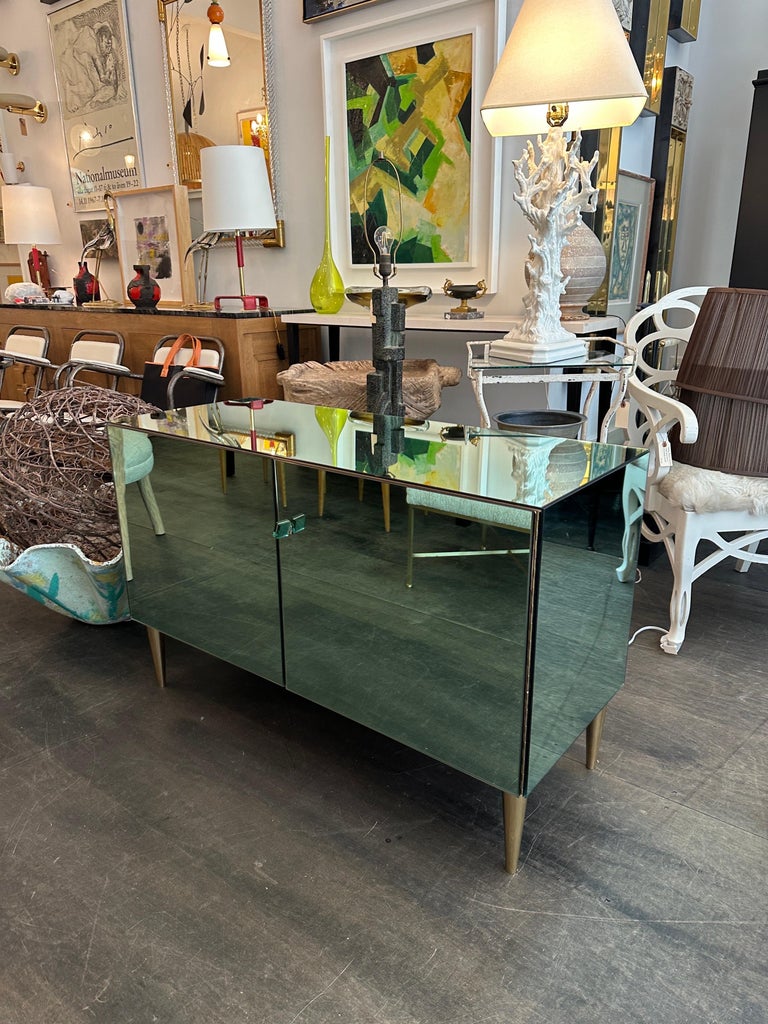 EFFETTO VETRO Italian Green Tinted Mirror Cabinet (Two Available)