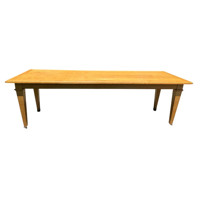 Arbus Style Long Oak Console Table w/ Brass Sabots