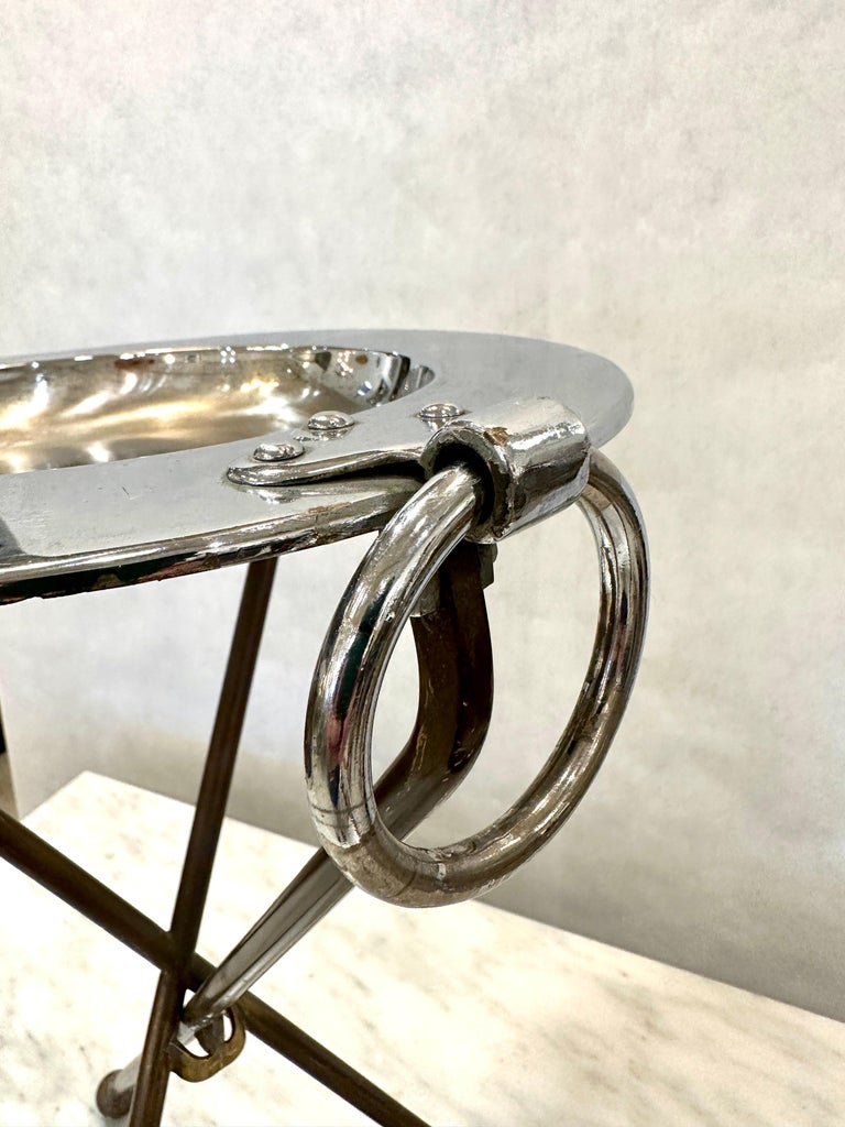 Neoclassical Style Brass & Nickeled Metal Guéridon / Collapsing Side Table