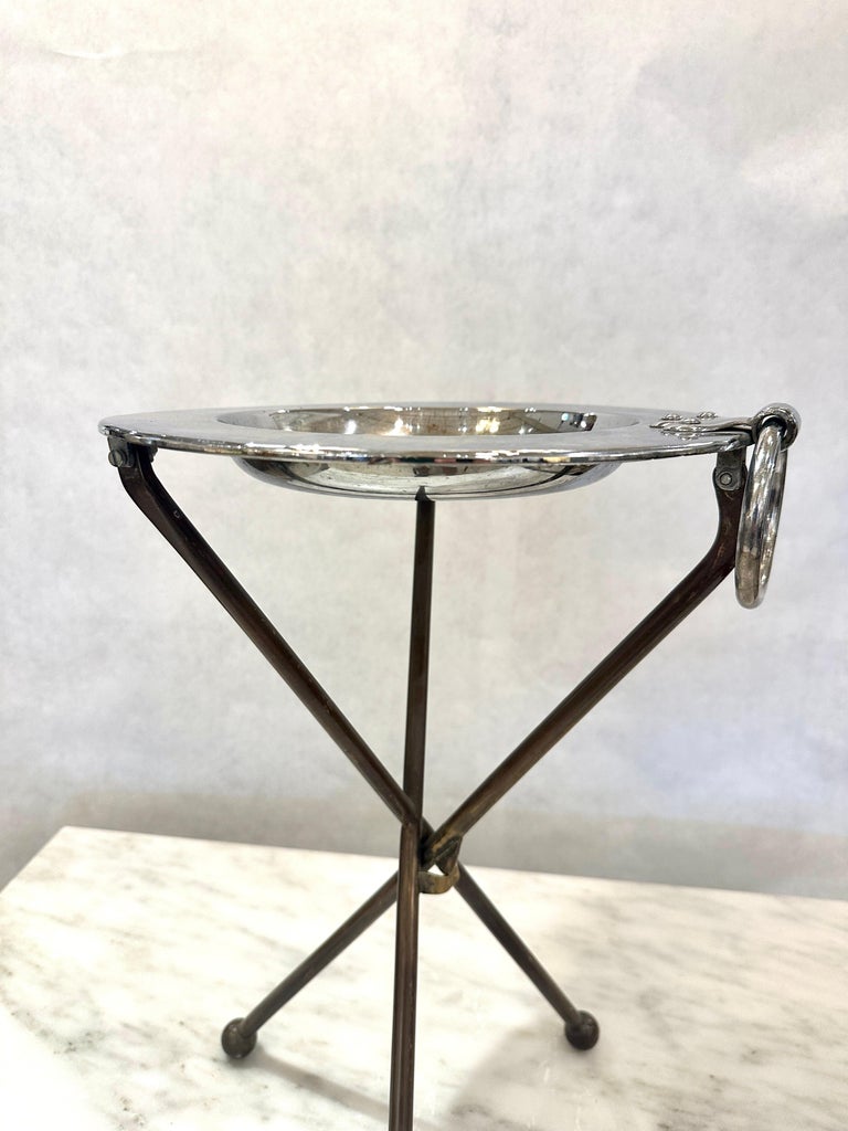 Neoclassical Style Brass & Nickeled Metal Guéridon / Collapsing Side Table