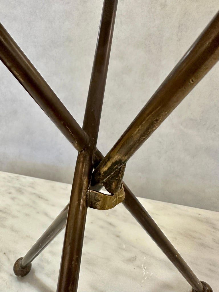 Neoclassical Style Brass & Nickeled Metal Guéridon / Collapsing Side Table