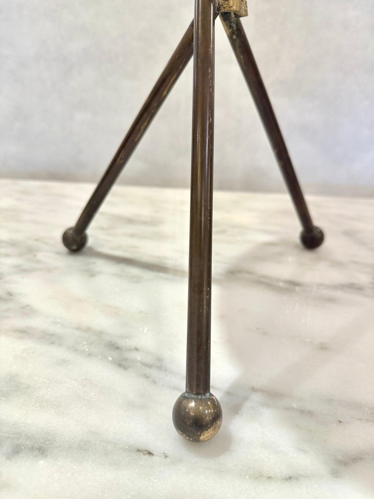 Neoclassical Style Brass & Nickeled Metal Guéridon / Collapsing Side Table
