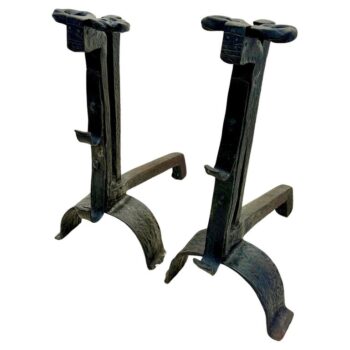 Massive Pair of Wrought Iron 18th Century Fire Dogs/ Andirons