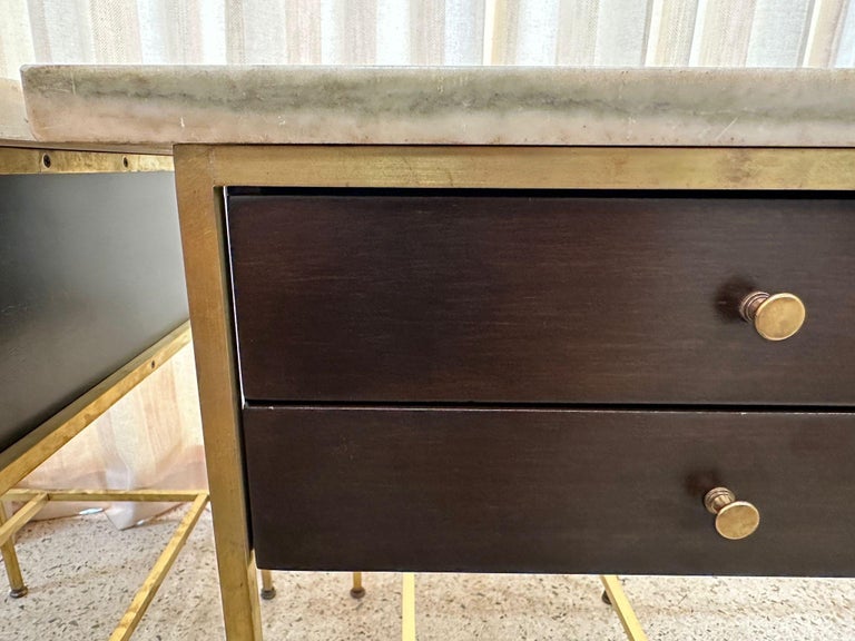 Paul McCobb Side Tables #8712 with Original Marble Tops, PAIR