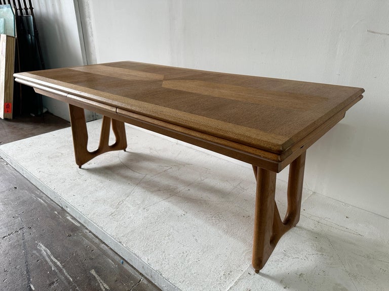Guillerme et Chambron Oak Dining Table w/ Extension - Model "a L'Italienne"