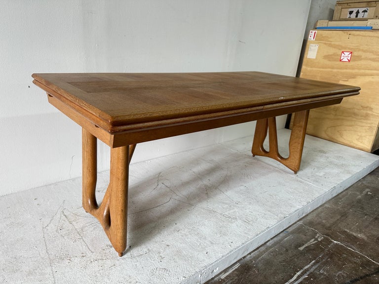 Guillerme et Chambron Oak Dining Table w/ Extension - Model "a L'Italienne"