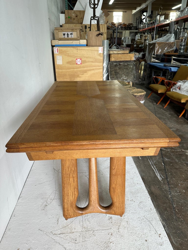Guillerme et Chambron Oak Dining Table w/ Extension - Model "a L'Italienne"