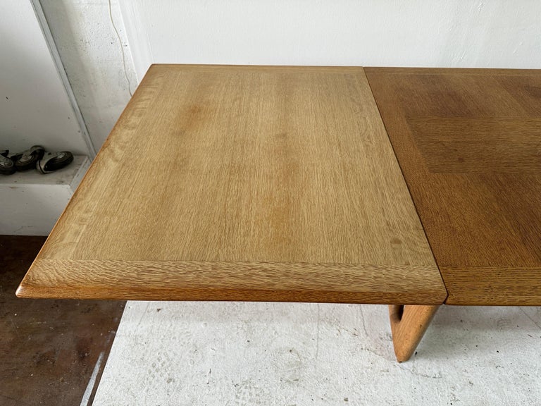 Guillerme et Chambron Oak Dining Table w/ Extension - Model "a L'Italienne"