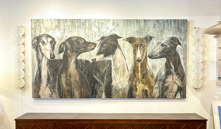 Galgos / Greyhounds Impressive 10 Foot Long Painting by Eric Alfaro