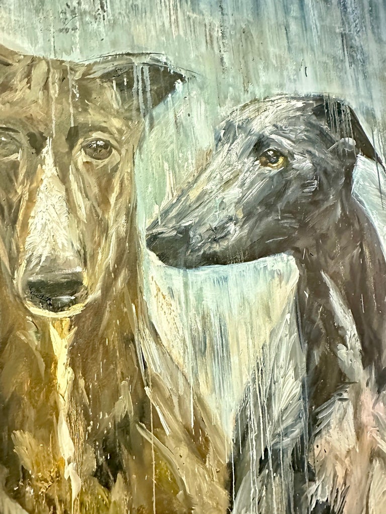 Galgos / Greyhounds Impressive 10 Foot Long Painting by Eric Alfaro