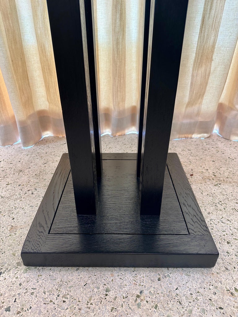 Secession Style Vintage Ebonized Oak & Green Suede Game Table