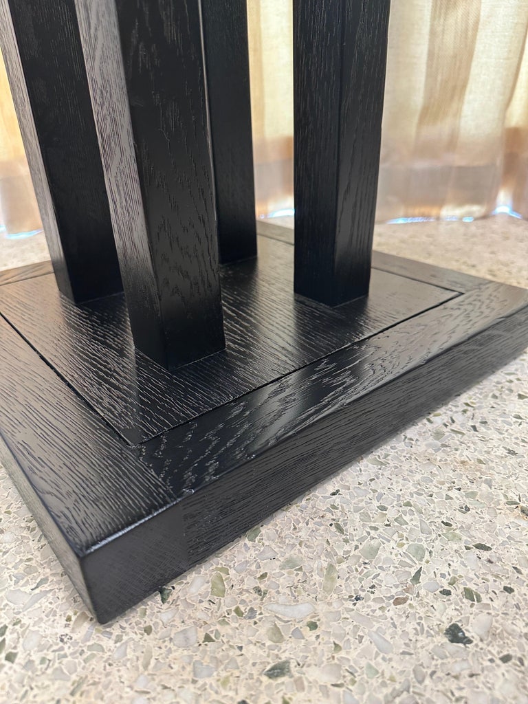 Secession Style Vintage Ebonized Oak & Green Suede Game Table