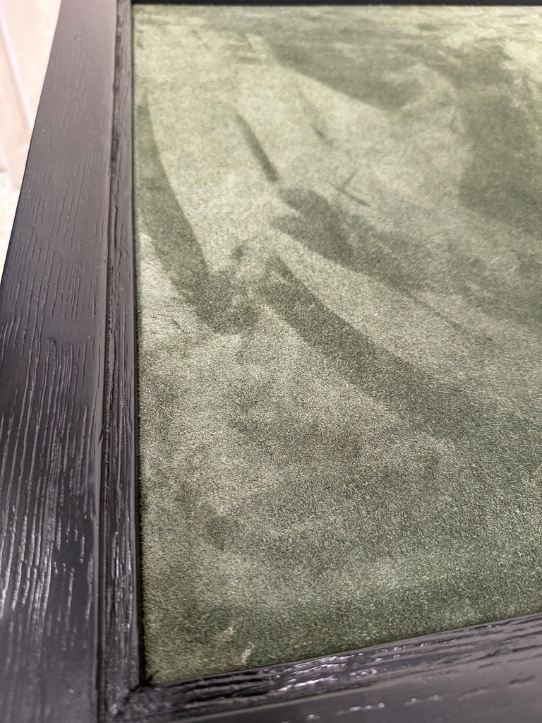 Secession Style Vintage Ebonized Oak & Green Suede Game Table