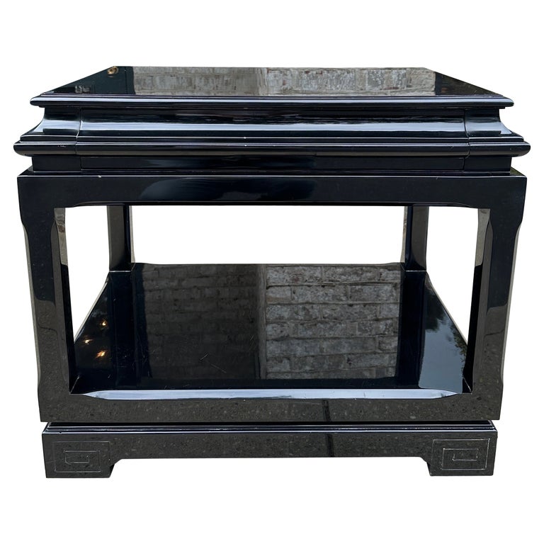 Vintage Ralph Lauren Chinoiserie Black Lacquered Pagoda Style End Table