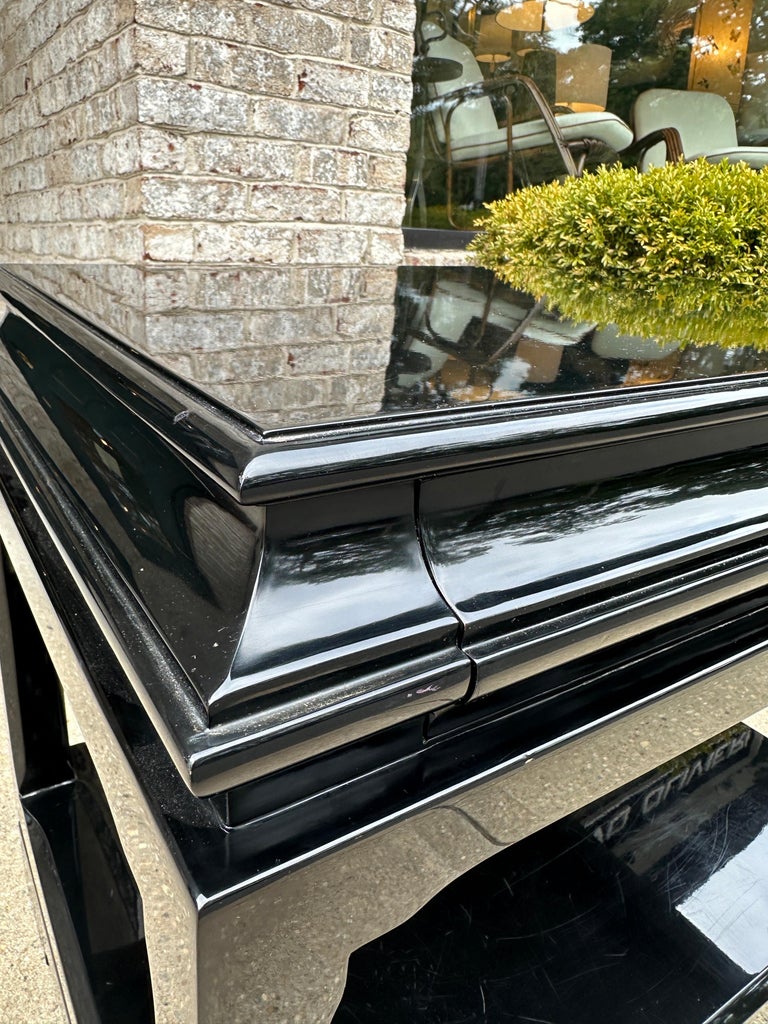 Vintage Ralph Lauren Chinoiserie Black Lacquered Pagoda Style End Table