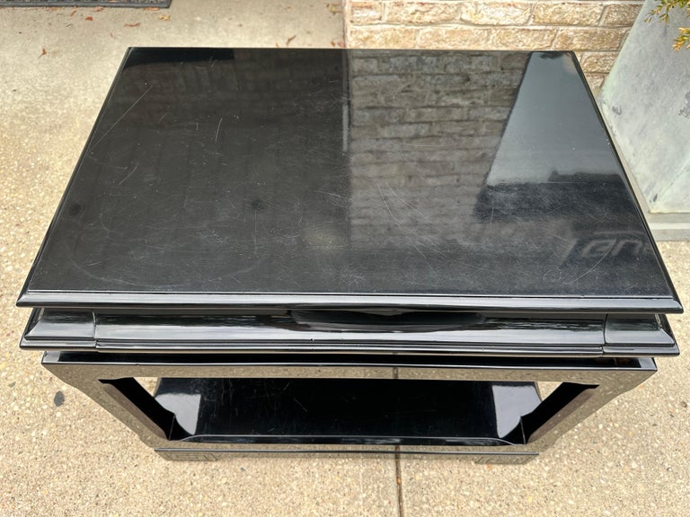 Vintage Ralph Lauren Chinoiserie Black Lacquered Pagoda Style End Table