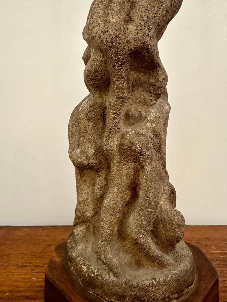 After H. Moore Carved Stone Table Lamp