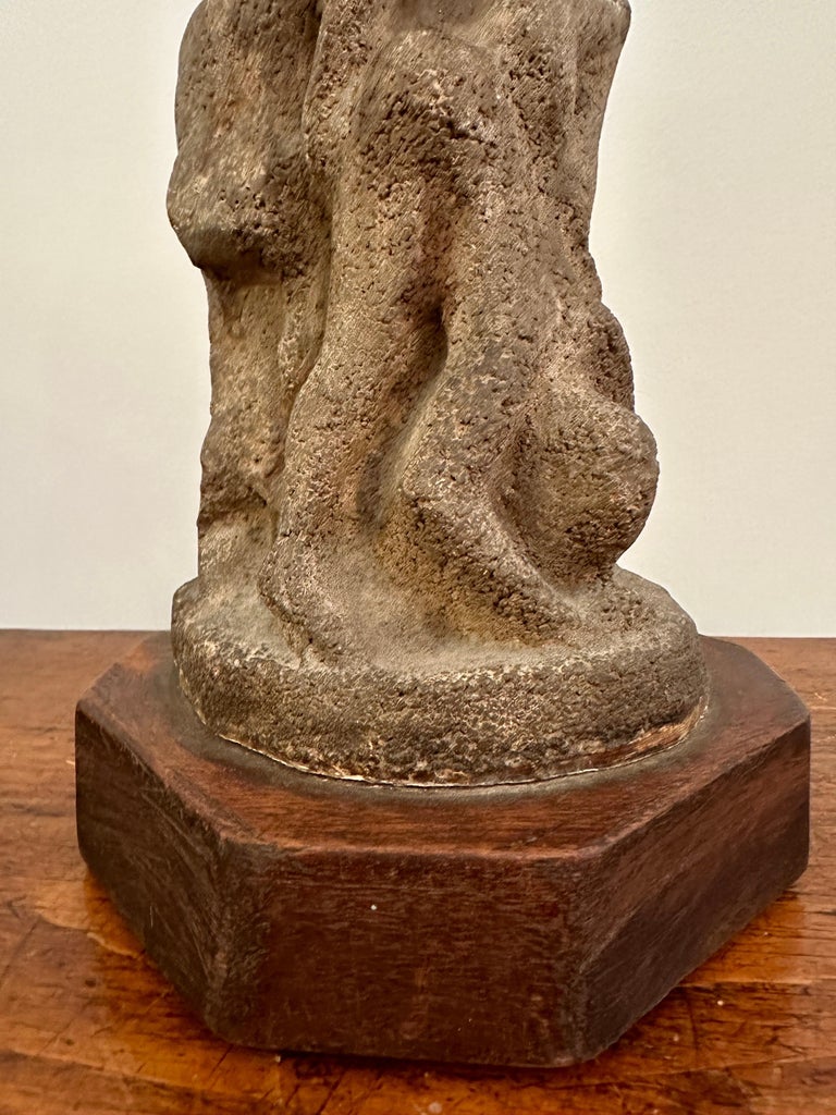 After H. Moore Carved Stone Table Lamp