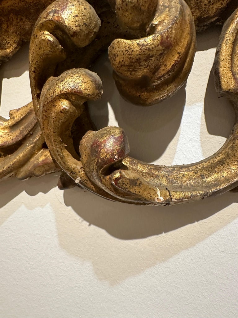 Antique Italian Carved Giltwood Frame and Antiqued Glass Wall Mirror