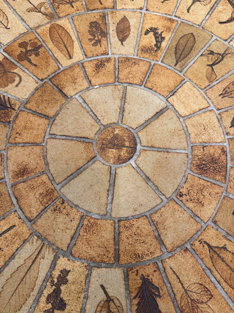 Roger Capron Vintage Round Ceramic Tile "Les Herbiers" Coffee Table