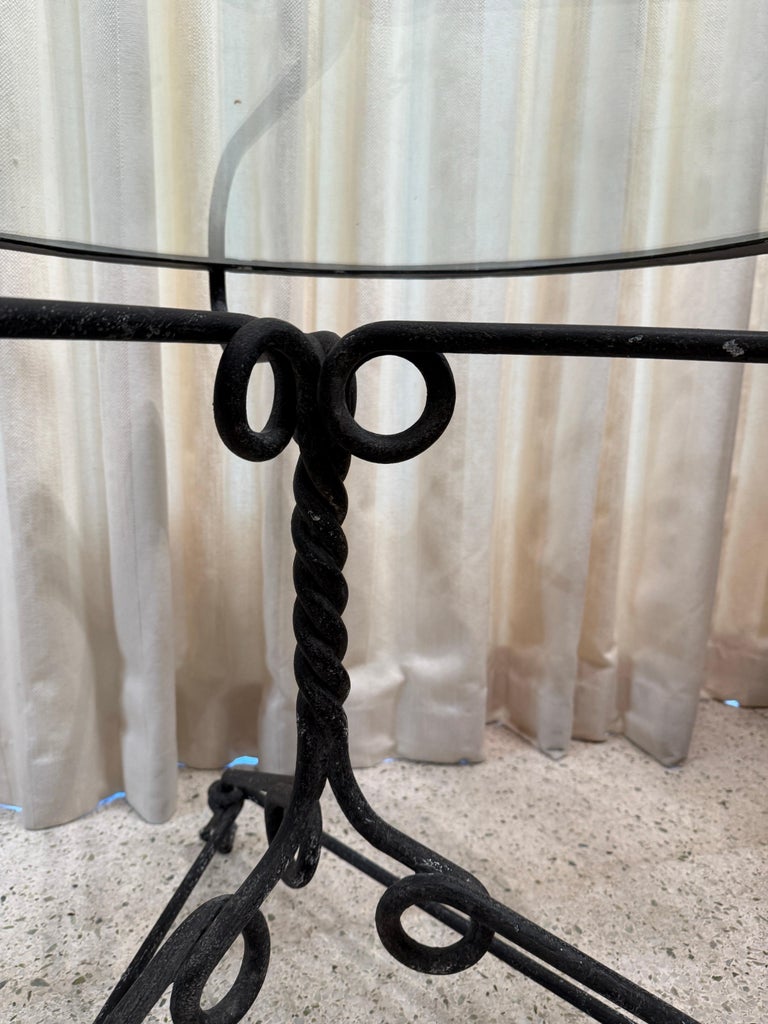 Antique Wrought-Iron Center Table with Glass Inset