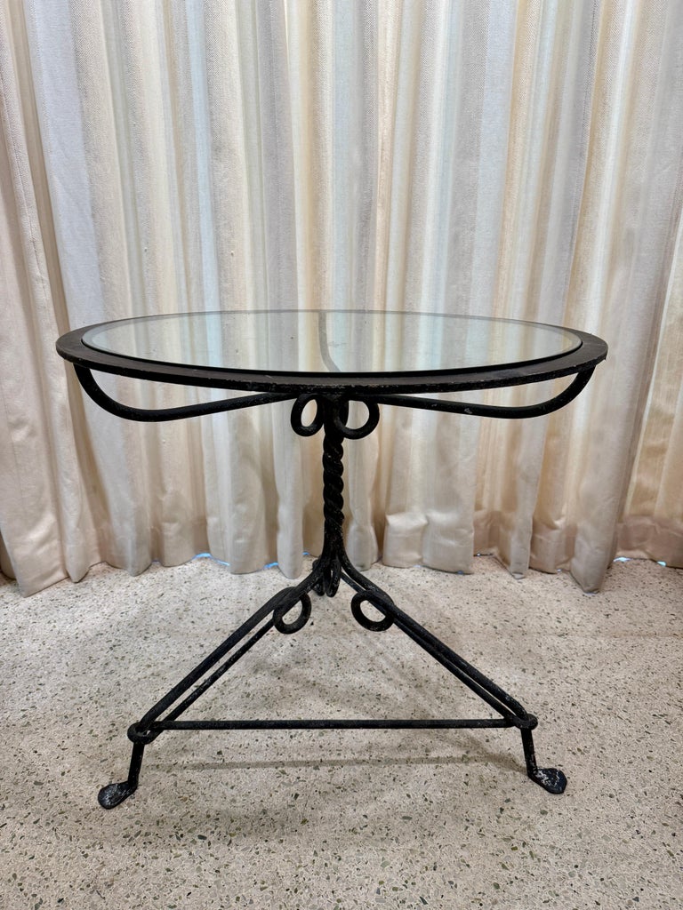 Antique Wrought-Iron Center Table with Glass Inset