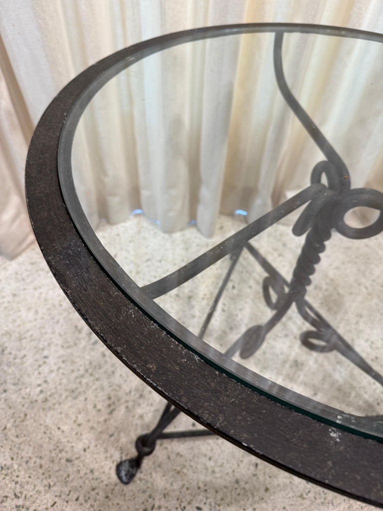 Antique Wrought-Iron Center Table with Glass Inset