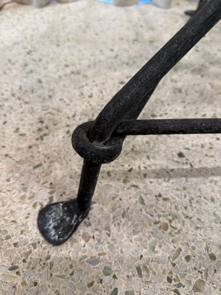 Antique Wrought-Iron Center Table with Glass Inset