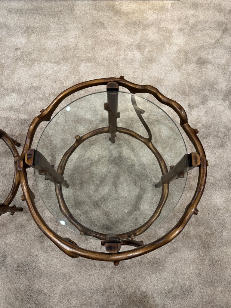 Pair of Expertly Crafted Studio Faux Bois Side Tables