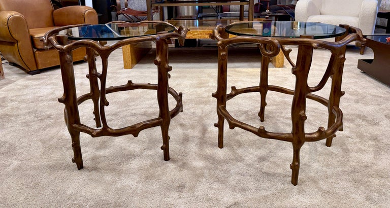 Pair of Expertly Crafted Studio Faux Bois Side Tables