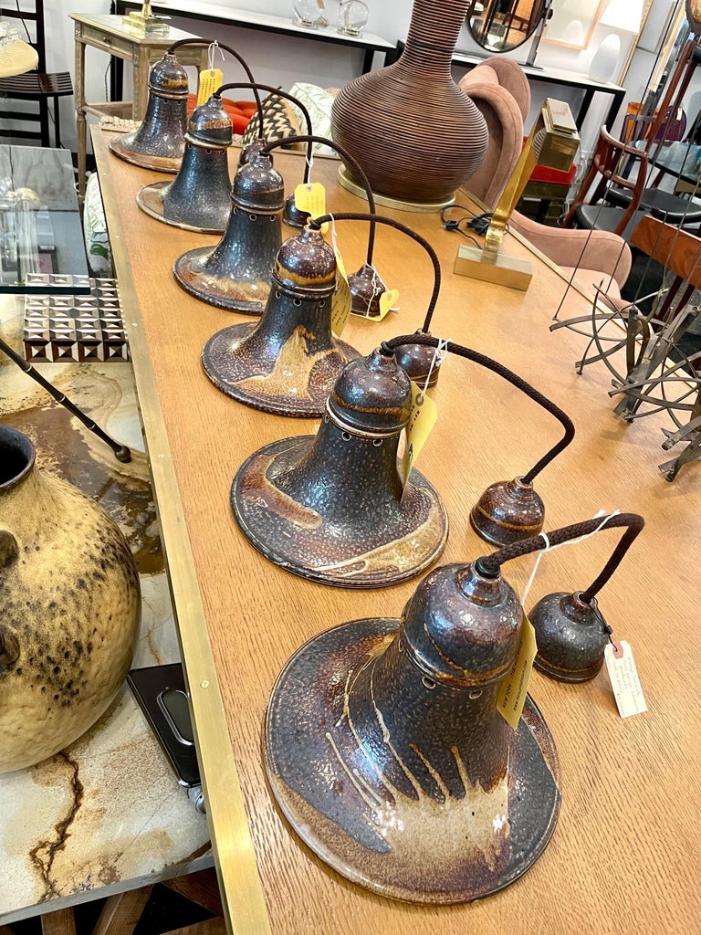 Vintage Swedish Bell Shaped Ceramic Pendant Lights