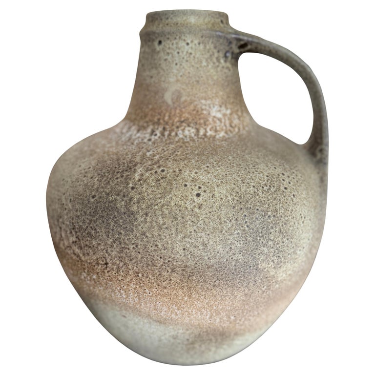 Outstanding Large West German Earthenware/ Pottery Vase w/ Arched Handle
